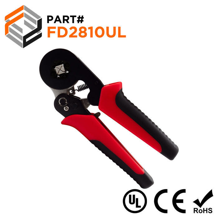 28 to 10 AWG Wire Ferrules Crimping Tool, Square Profile, Approved for UL Ferrules, Self-Adjusting - FD2810UL