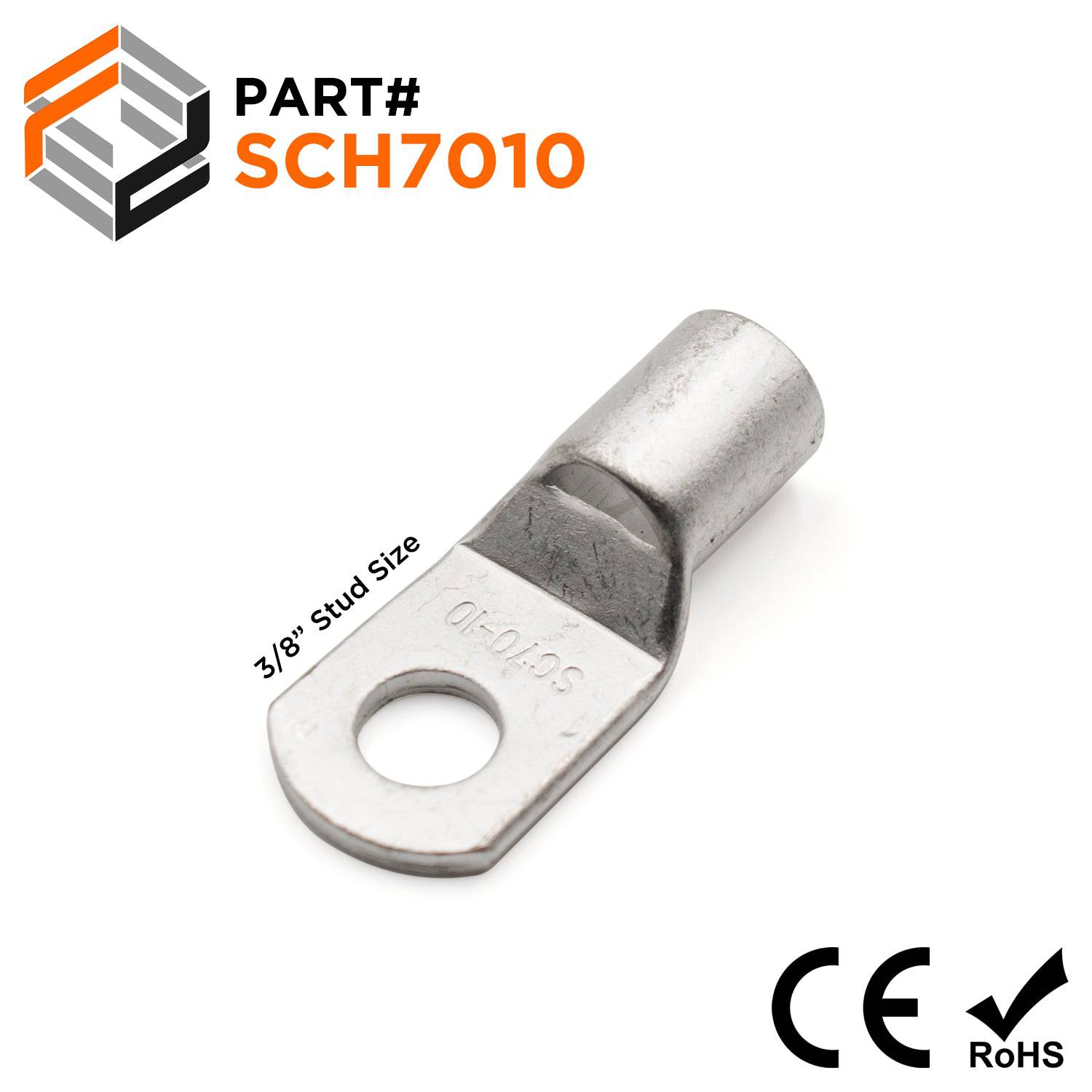 SCH7010 - Non Insulated Tubular Ring Lugs - 2/0 AWG - Ferrules Direct