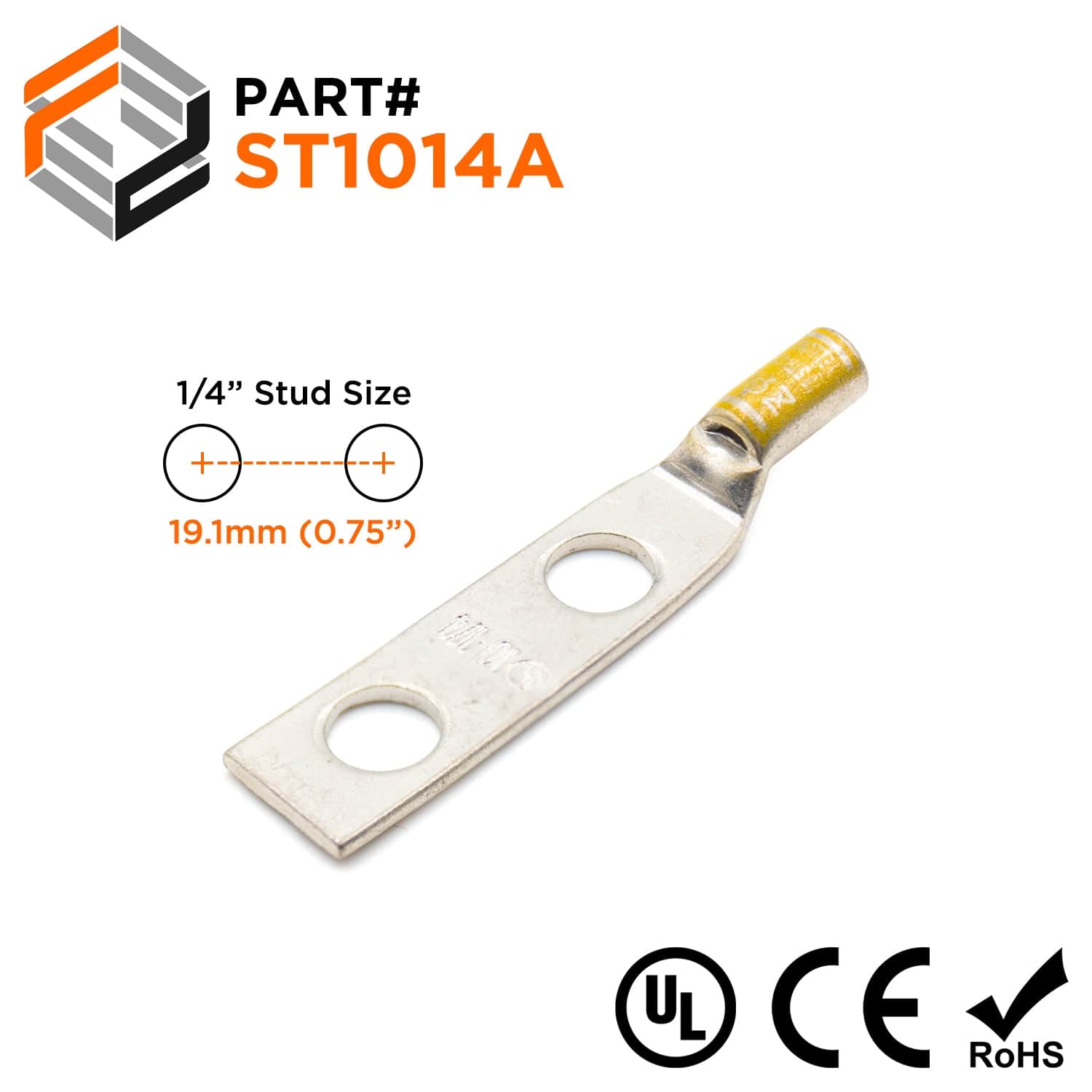 ST1014A - Compression Lug - 10 AWG - 1/4" Stud - Ferrules Direct