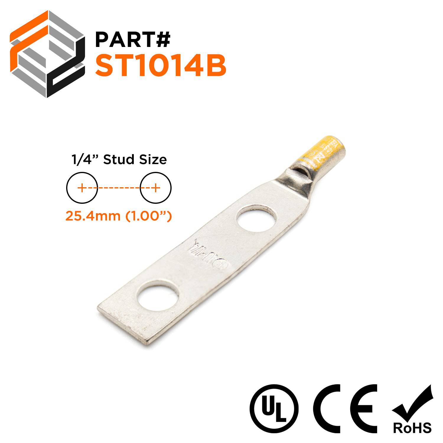 ST1014B - Compression Lug - 10 AWG - 1/4" Stud - Ferrules Direct