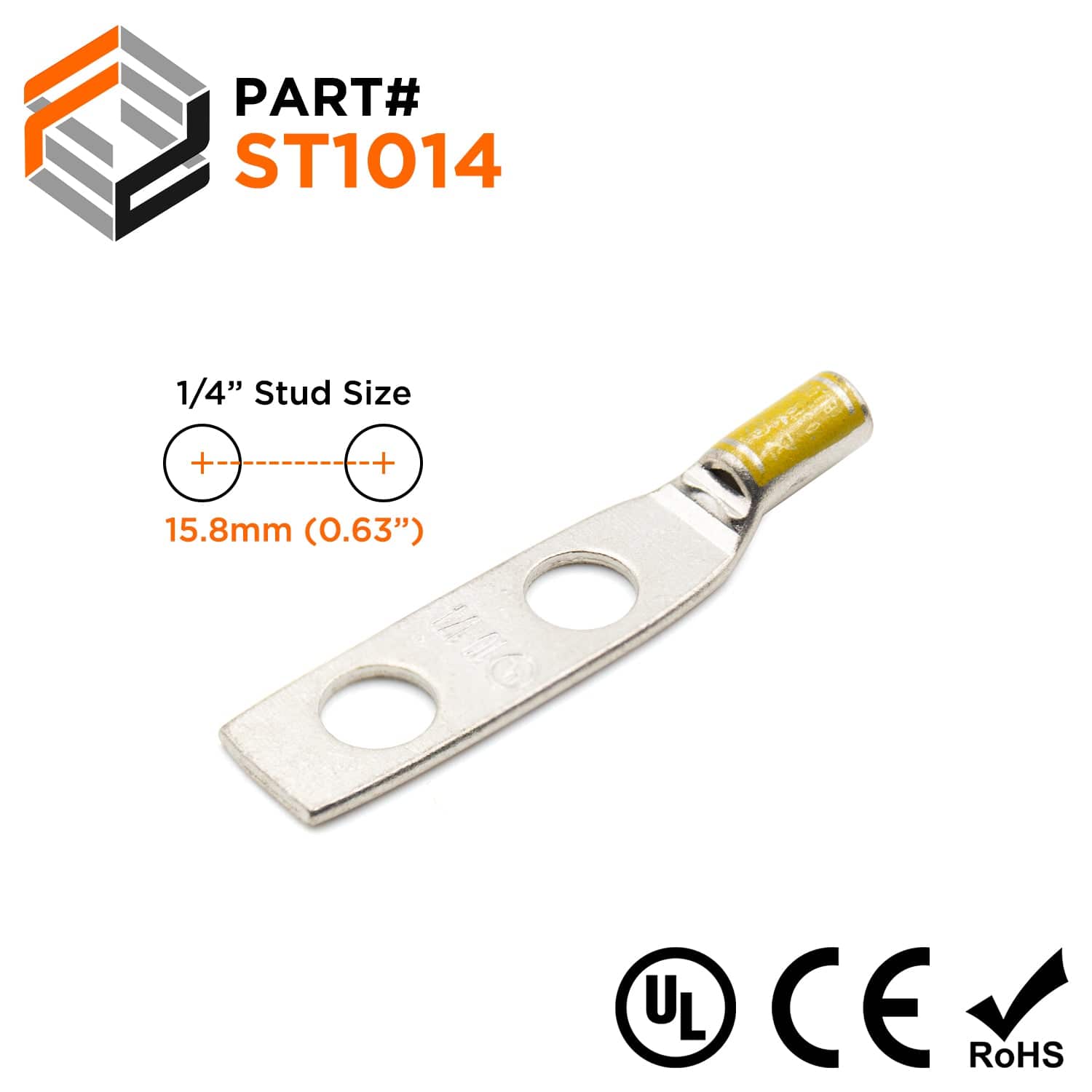 ST1014 - Compression Lug - 10 AWG - 1/4" Stud - Ferrules Direct