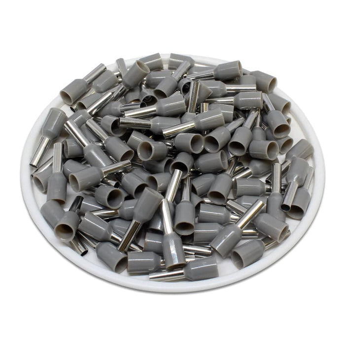 AT25008 - 14AWG (8mm Pin) Insulated Ferrules - Gray - Ferrules Direct