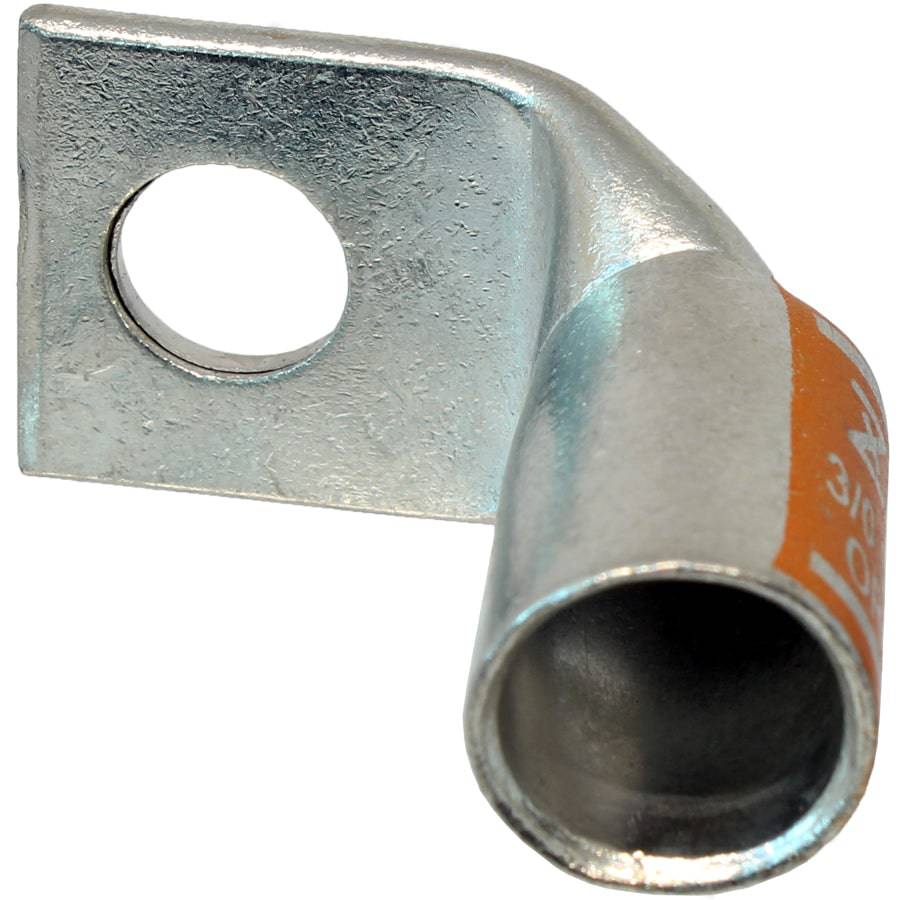 SBF3038 - 90 Degree Short Barrel Compression Lug - 3/0 AWG - 3/8" Stud - Ferrules Direct