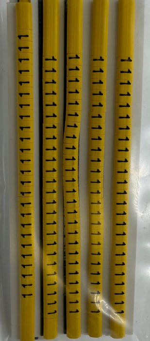 30BY1 - Ademark Style P3 Wire Markers, PVC, Number 1, 3mm, Black & Yellow, 10 Strips