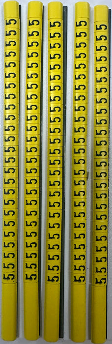 30BY5 - Ademark Style P3 Wire Markers, PVC, Number 5, 3mm, Black & Yellow, 10 Strips