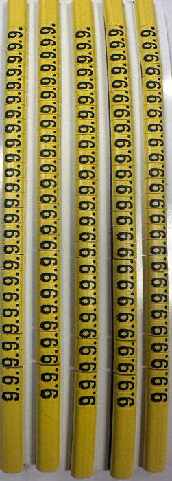 30BY9 - Ademark Style P3 Wire Markers, PVC, Number 9, 3mm, Black & Yellow, 10 Strips