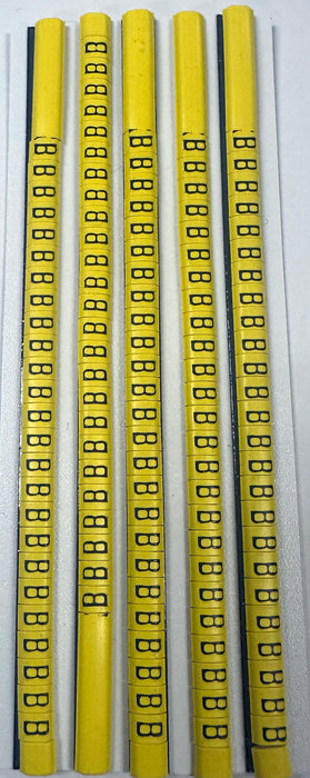30BYB - Ademark Style P3 Wire Markers, PVC, Letter B, 3mm, Black & Yellow, 10 Strips