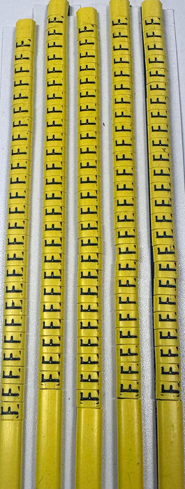 30BYF - Ademark Style P3 Wire Markers, PVC, Letter F, 3mm, Black & Yellow, 10 Strips