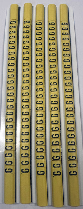 30BYG - Ademark Style P3 Wire Markers, PVC, Letter G, 3mm, Black & Yellow, 10 Strips