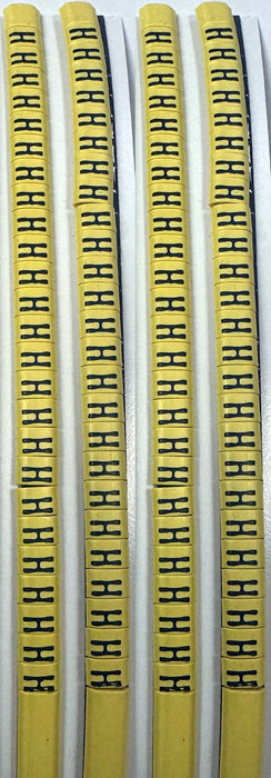 30BYH - Ademark Style P3 Wire Markers, PVC, Letter H, 3mm, Black & Yellow, 10 Strips