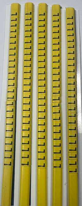 30BYL - Ademark Style P3 Wire Markers, PVC, Letter L, 3mm, Black & Yellow, 10 Strips