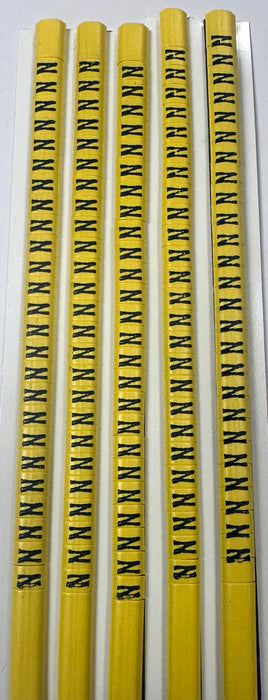 30BYN - Ademark Style P3 Wire Markers, PVC, Letter N, 3mm, Black & Yellow, 10 Strips