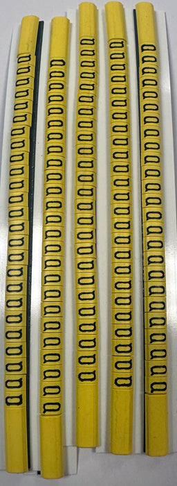 30BYQ - Ademark Style P3 Wire Markers, PVC, Letter Q, 3mm, Black & Yellow, 10 Strips