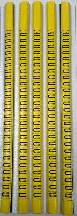 30BYU - Ademark Style P3 Wire Markers, PVC, Letter U, 3mm, Black & Yellow, 10 Strips