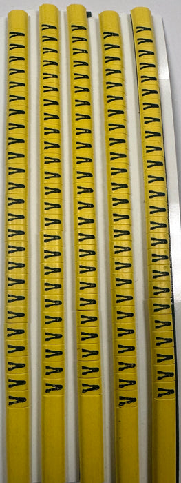 30BYV - Ademark Style P3 Wire Markers, PVC, Letter V, 3mm, Black & Yellow, 10 Strips