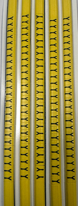 30BYY - Ademark Style P3 Wire Markers, PVC, Letter Y, 3mm, Black & Yellow, 10 Strips