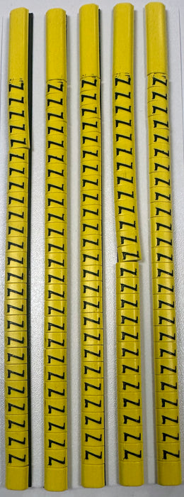 30BYZ - Ademark Style P3 Wire Markers, PVC, Letter Z, 3mm, Black & Yellow, 10 Strips