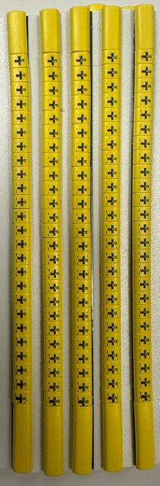 30BY+ - Ademark Style P3 Wire Markers, PVC, Plus Symbol, 3mm, Black & Yellow, 10 Strips
