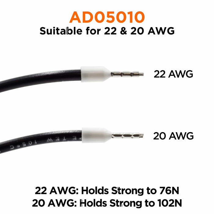 AD05010 - 22 & 20 AWG (10mm Pin) Insulated Ferrules - White - Ferrules Direct