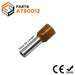 AT80012 - 8 AWG (Small Diameter) Insulated Wire Ferrules, 12mm Pin, Brown, 100 Pieces - Ferrules Direct