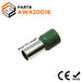 AW420016 - 1 AWG (Small Diameter) Insulated Wire Ferrules, 16mm Pin, Olive Green, 50 Pieces - Ferrules Direct