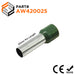 AW420025 - 1 AWG (Small Diameter) Insulated Wire Ferrules, 25mm Pin, Olive Green, 50 Pieces - Ferrules Direct