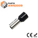 AW60009 - 10 AWG Insulated Wire Ferrules, 9mm Pin, Black, 100 Pieces - Ferrules Direct