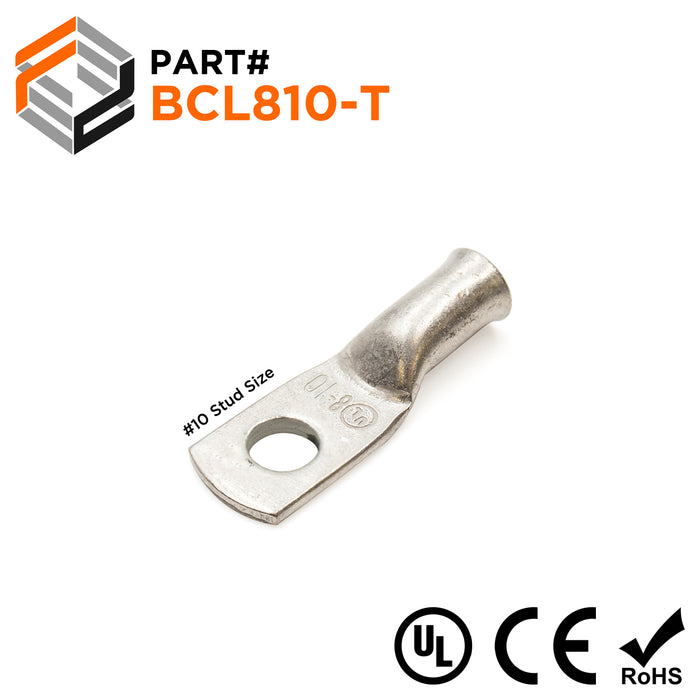 8 AWG Tin Plated Copper Battery Cable Lugs, Terminal Lugs, #10 Stud, 1 Piece - BCL810-T - 1 Piece - Ferrules Direct