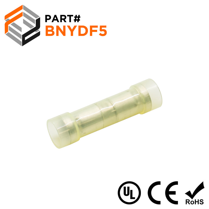 BNYDF5 - 12 to 10 AWG Nylon Butt Splice Connectors, Double Crimp, Flared, 50 Pieces - Ferrules Direct