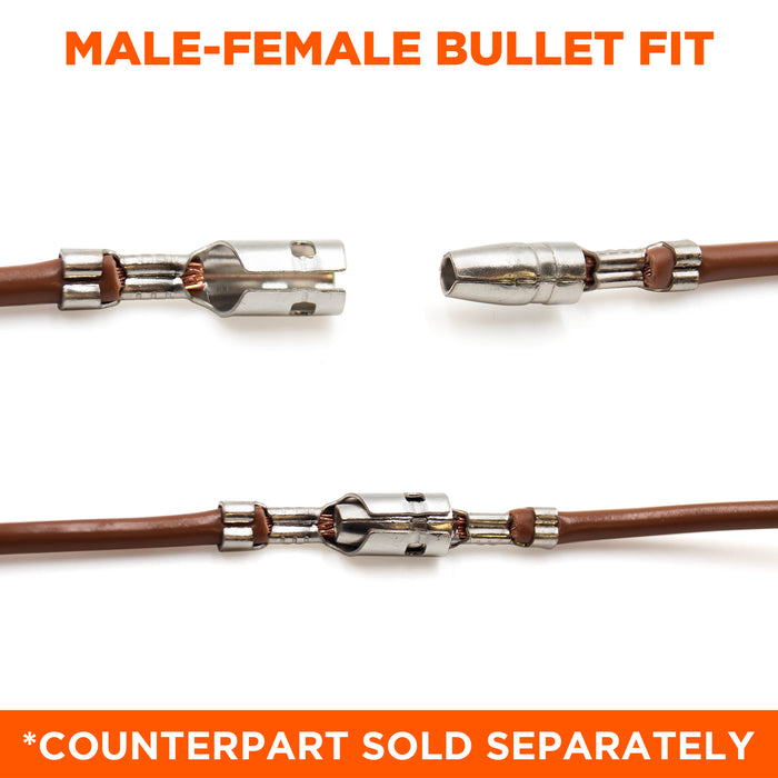 DJ221-4C-T - 16 to 14 AWG Open Barrel Bullet Connectors, Female, Tin Plated Brass, 0.187" Tab, 100 Pieces