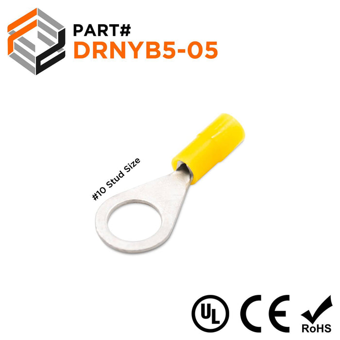 DRNYB5-0.5 - Nylon Ring Terminal Brazed Seam 26-22AWG Yellow 100/pk