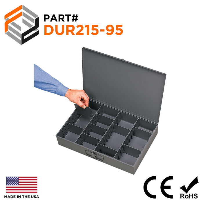 Durham Compartment Box, Variable Compartments, Steel, Gray - 215-95