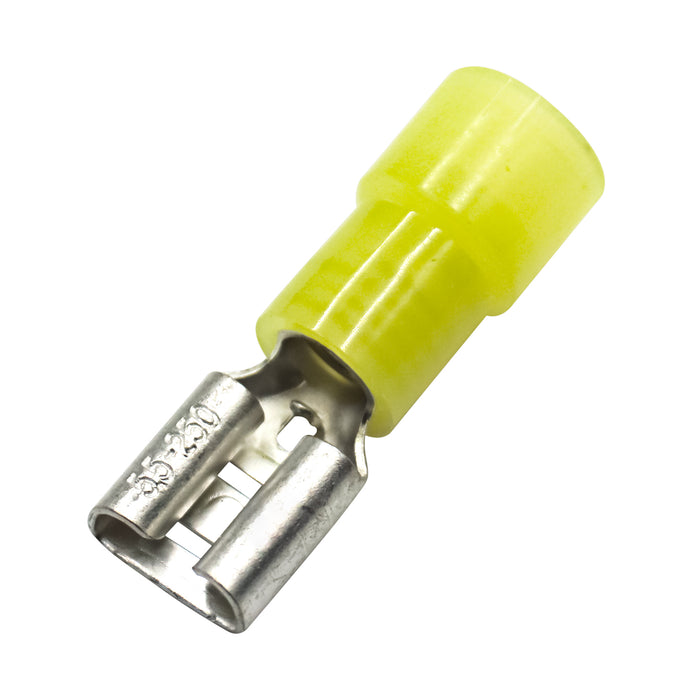 FDNY5-250M - 12 to 10 AWG Nylon Insulated Quick Disconnects, Female, Yellow, 50 Pieces