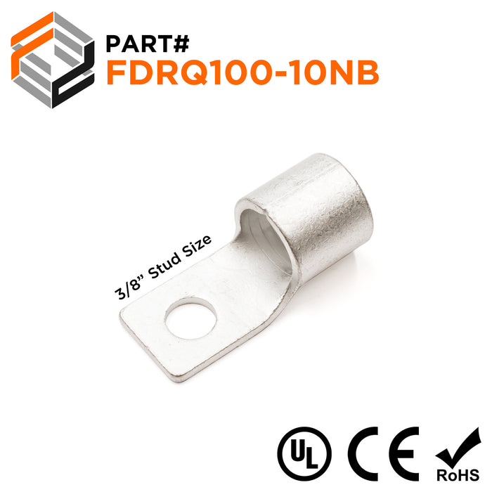 FDRQ100-10NB - 4/0 AWG Square Ring Terminals, 3/8" Stud, 5 pieces