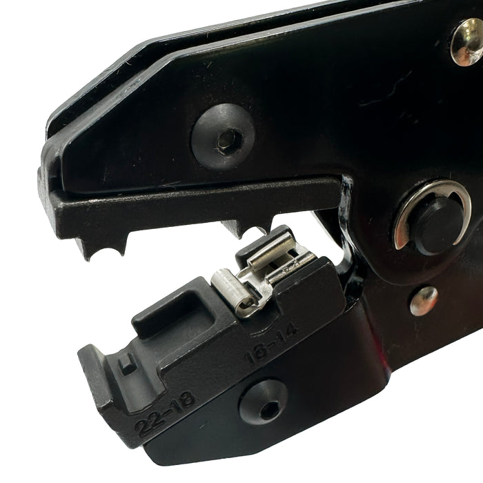 AT2214UF - 22 to 14 AWG Non Insulated Flag Terminal Crimping Tool, Ratcheting, 1 Piece