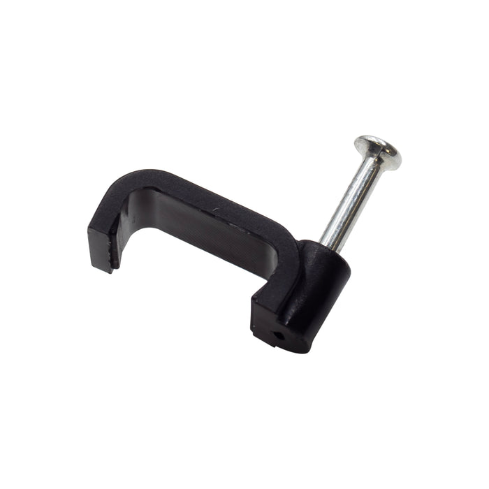 FNC14B - Nail In Cable Clips, Cable Nails Tacks, Flat, 14mm, 0.55", Black, 100 Pieces