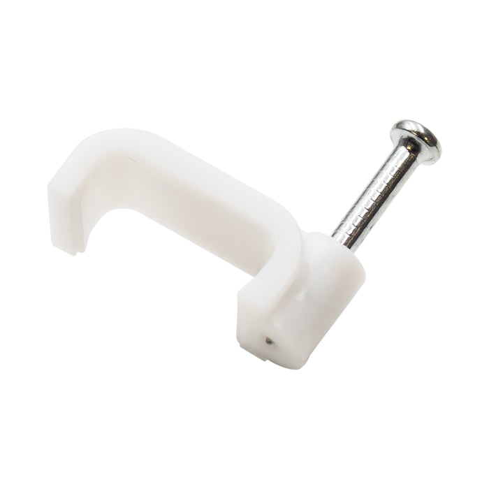 FNC14W - Nail In Cable Clips, Cable Nails Tacks, Flat, 14mm, 0.55", White, 100 Pieces