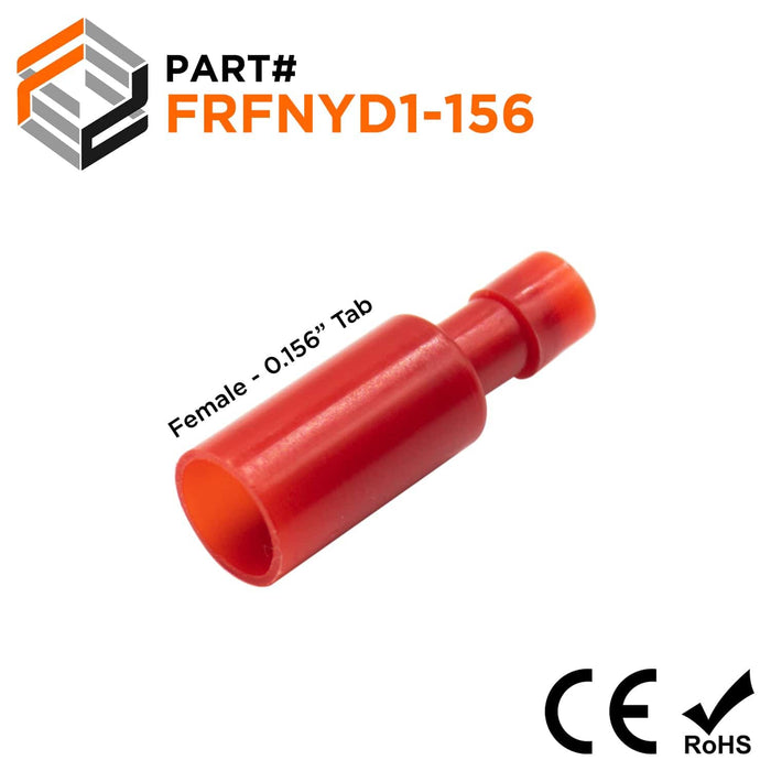 FRFNYD1-156 - Nylon Fully Insulated Female Bullet Connector - Double Crimp - 22-16 AWG