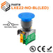 22mm LED - (NO) - Illuminated Mushroom Head Push Button - Blue - LXE22-NO-BL(LED) - Ferrules Direct