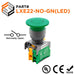 22mm LED - (NO) - Illuminated Mushroom Head Push Button - Green - LXE22-NO-G(LED) - Ferrules Direct
