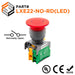 22mm LED - (NO) - Illuminated Mushroom Head Push Button - Red - LXE22-NO-RD(LED) - Ferrules Direct