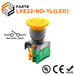 22mm LED - (NO) - Illuminated Mushroom Head Push Button - Yellow - LXE22-NO-YL(LED) - Ferrules Direct