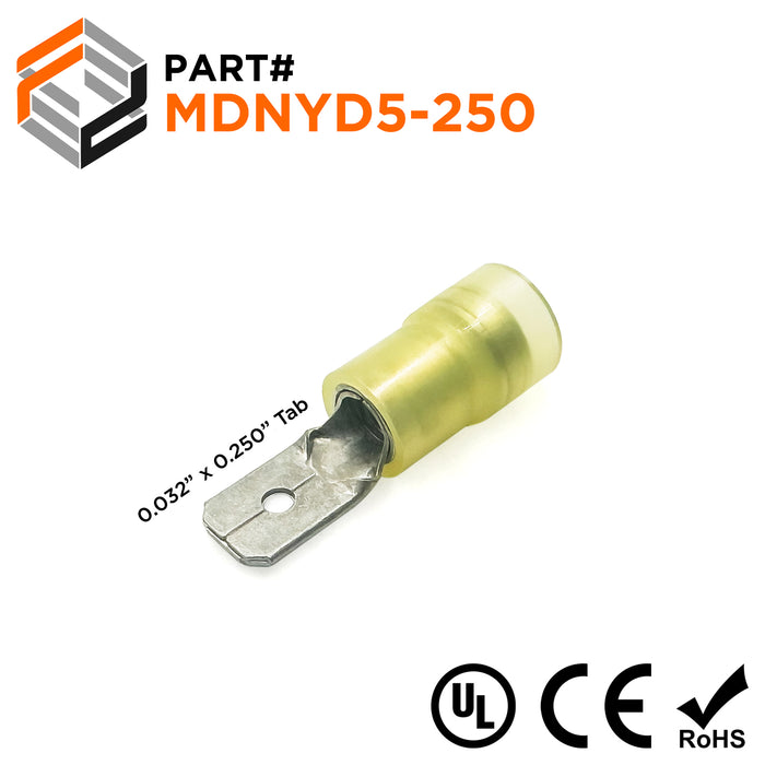 MDNYD5-250 - Nylon Insulated Male Quick Disconnect - Double Crimp - 12-10 AWG