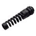 N1214SRB - 1/2" NPT Thread Nylon Cable Gland with Strain Relief, Black, Range: 3/8" to 9/16", UL Listed, IP68, IP69K - 1 Piece - Ferrules Direct
