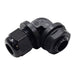 NPTA38-BK - 3/8" NPT Thread Nylon Cable Gland, Black, Right Angle, IP68, 5-9mm Range, 1 Piece - Ferrules Direct