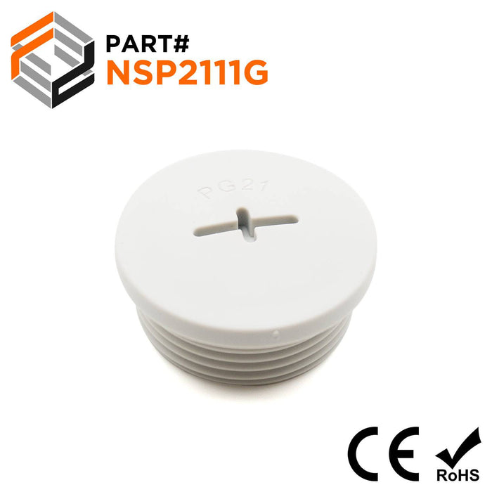 NSP2111G - PG21 Nylon Screw Plug - Gray - Ferrules Direct