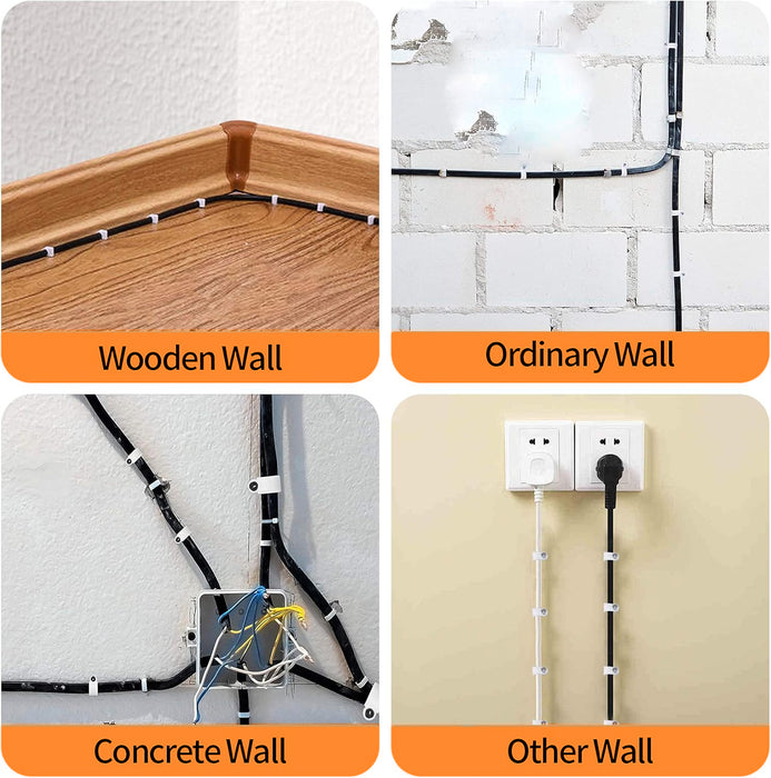 Nail In Cable Clips, Ethernet Cable Nails Tacks, Round, 12mm, 0.47", White, 100 Pieces - RNC12W