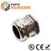 P3632BR - PG36 Thread Plated Brass Cable Gland, Range: 7/8" to 1-1/4", UL Listed, IP68, IP69K - 1 Piece - Ferrules Direct