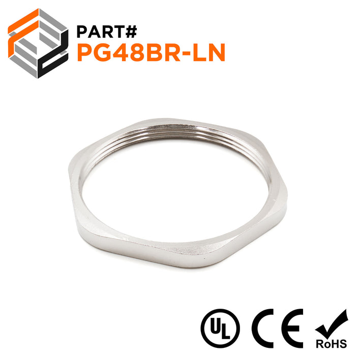 PG48 Thread Nickel Plated Brass Lock Nut for PG Cable Glands, UL ...