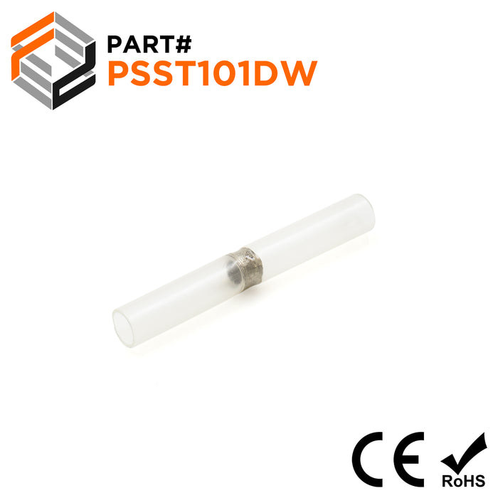 PSST101DW - 26 to 24 AWG Heat Shrink Solder Sleeves, Double Wall, No Printing, White, 25 Pieces